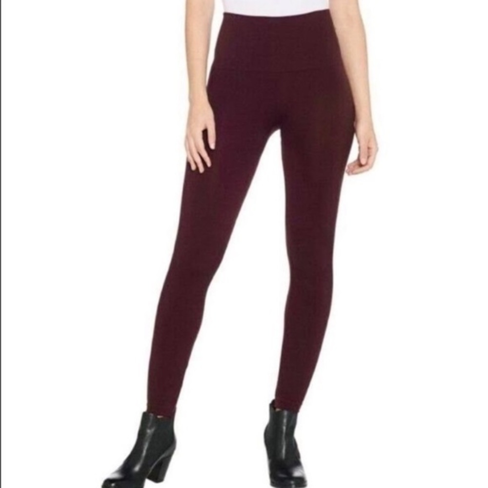 SPANX Look‎ At Me Now Side Zip Seamless Leggings Eggplant Purple Size Medium